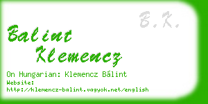 balint klemencz business card